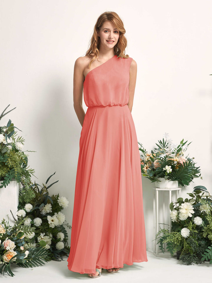 Carlyna Vestido Línea A Un Hombre Hasta el Suelo Vestidos de Dama de Honor Rosa Melocotón 