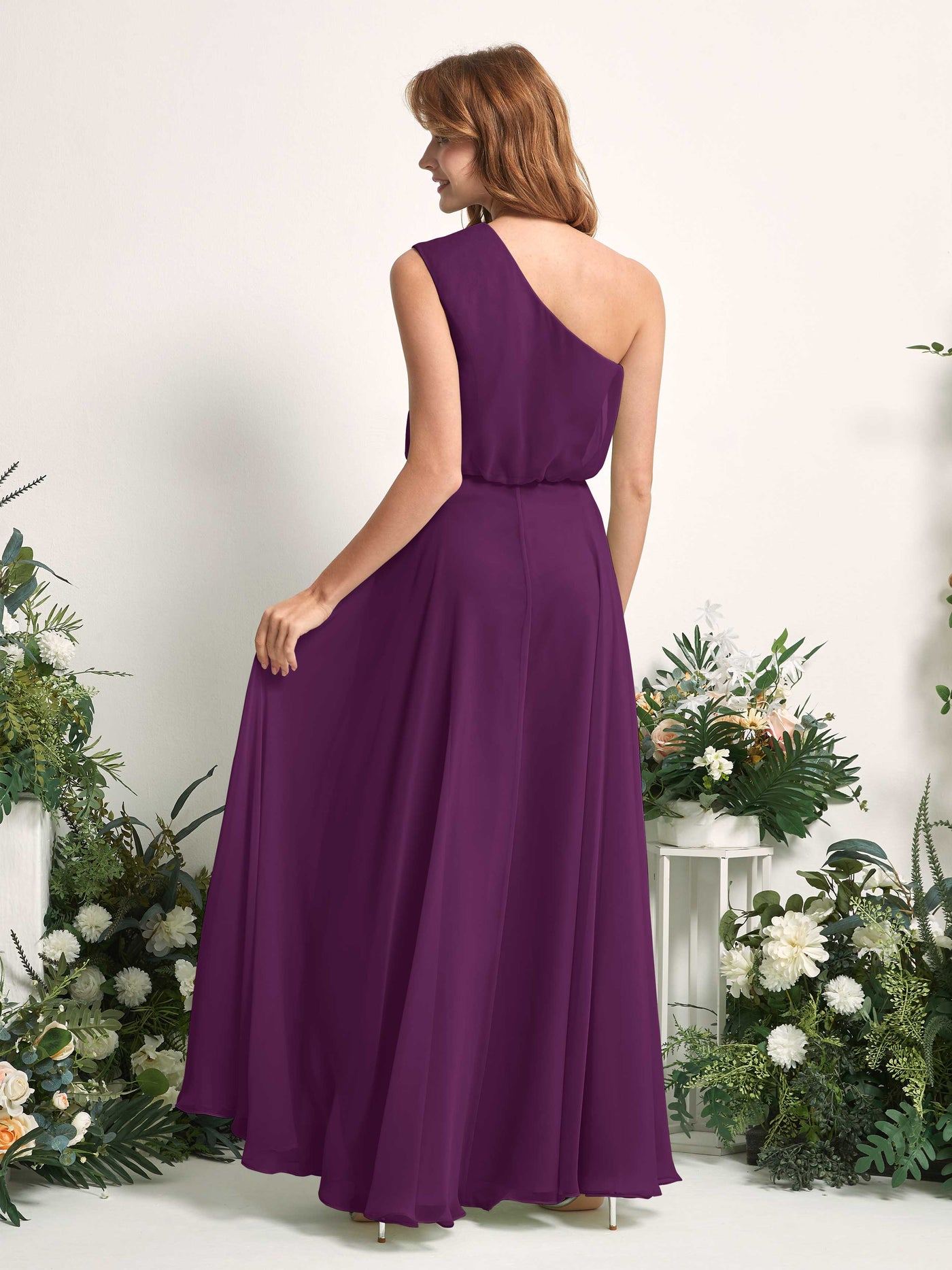 Carlyna Vestido Línea A Un Hombre Hasta el Suelo Vestidos de Dama de Honor Uva #color_uva