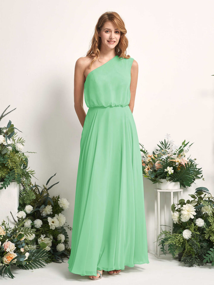 Carlyna Vestido Línea A Un Hombre Hasta el Suelo Vestidos de Dama de Honor Verde Menta 