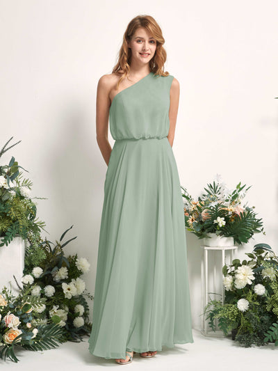 Carlyna Vestido Línea A Un Hombre Hasta el Suelo Vestidos de Dama de Honor Verde Salvia #color_verde-salvia