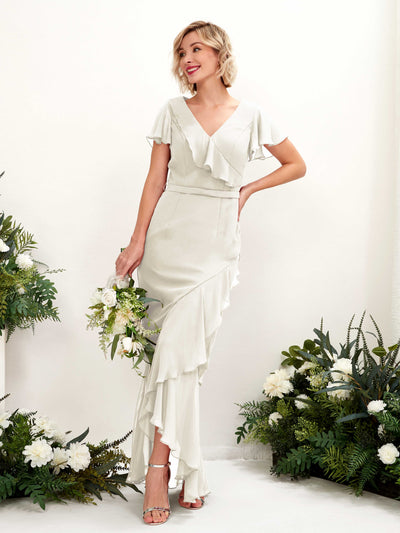 Carlyna Vestido sirena escote en V manga con vuelo hasta el suelo Marfil #color_marfil