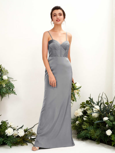 Carlyna Vestido tubo satén cuello corazón hasta el suelo dama de honor Gris Acero #color_gris-acero