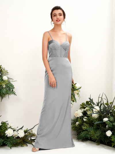 Carlyna Vestido tubo satén cuello corazón hasta el suelo dama de honor Gris Paloma #color_gris-paloma