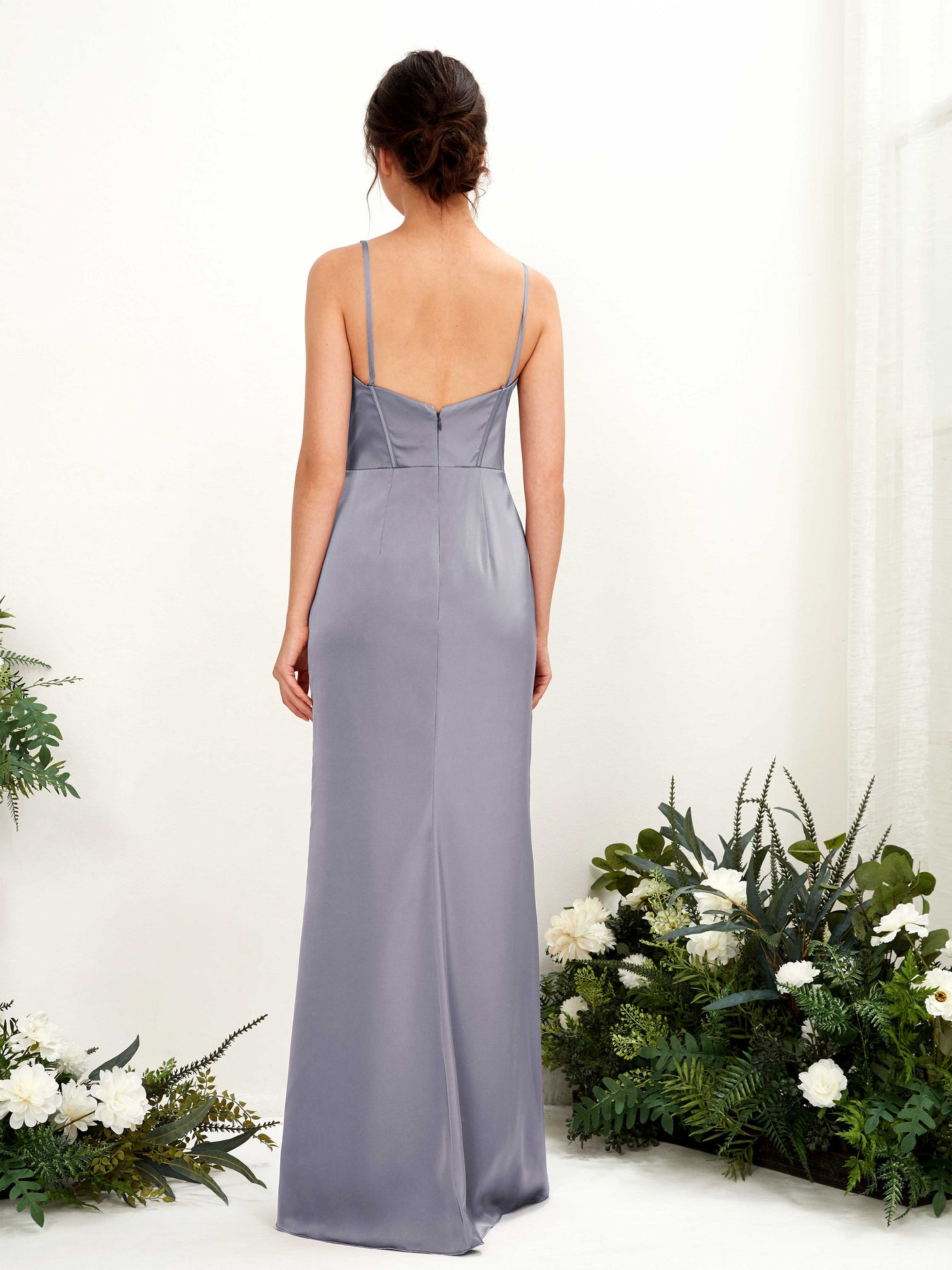 Carlyna Vestido tubo satén cuello corazón hasta el suelo dama de honor Niebla Púrpura #color_niebla-p-rpura